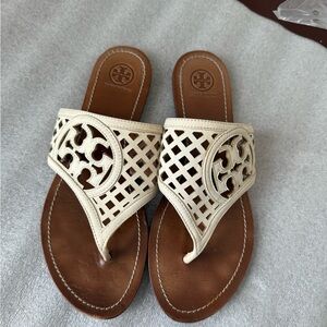 Tory Burch Women's White and Brown Sandals